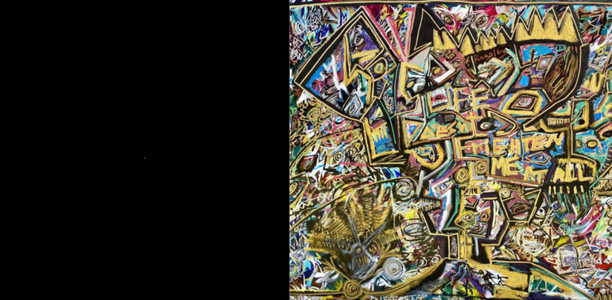 Painting by Miyakah Emon, Of Matter and Descent, Mixed media on canvas abstract